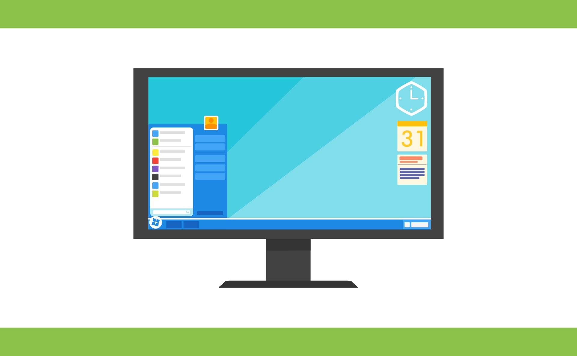 illustration of a computer desktop screen with start menu